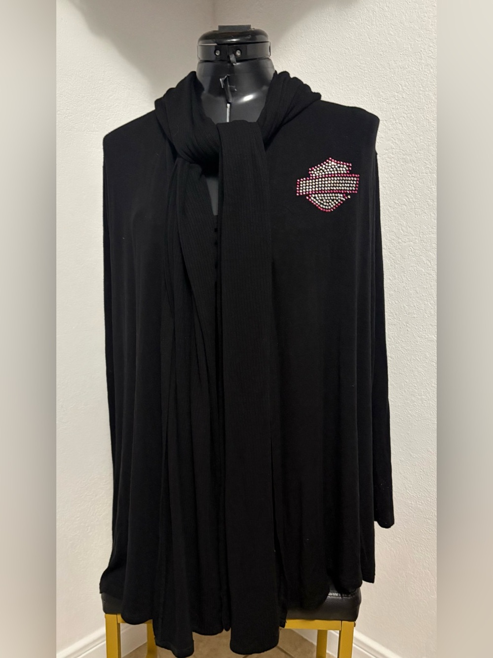 Harley-Davidson® Women's Foliage Embellished Long Sleeve Drape Open Cardigan S/M